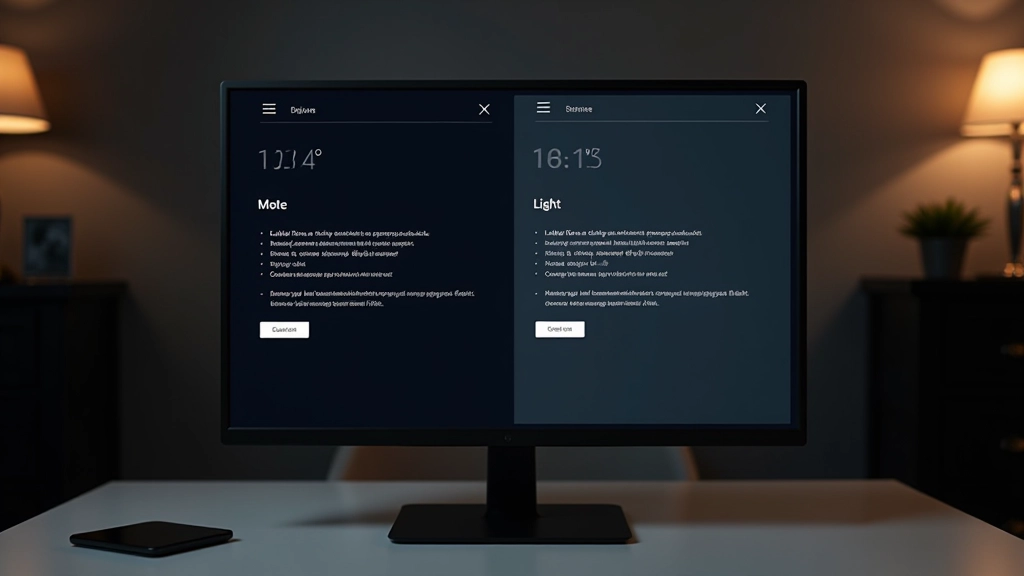 Split screen showing same interface design rendered in dark theme on left and light theme on right with visible contrast differences